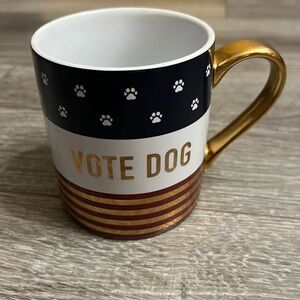Doghaus Mug Vote Dog with Flag Colors and Dog Prints Food Safe Dishwasher Safe
